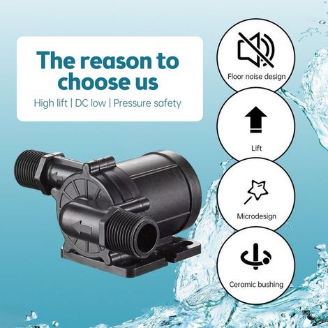 Pompe de Circulation DC 12V/24V Submersible 700L/H Brushless 12m Hauteur IP68 180° 50dB Basse pour Dessus de Table Machines (1/5)