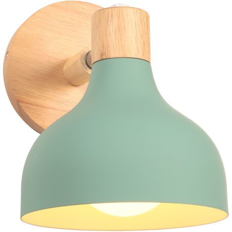 royaluxe- Applique Murale Interieure Rétro Lampe Murale Réglable En Bois Métal E27 Applique Murale Vintage Pour Salon Chambre Salle De Bain (Vert)