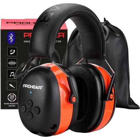 Gehörschutz Bluetooth Kopfhörer Mikrofon SNR30dB NRR25dB Orange (1/5)