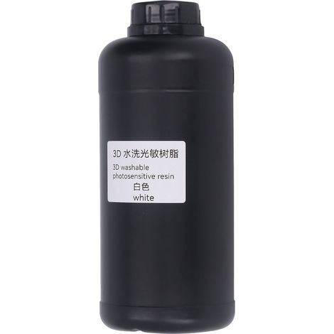 1000 ml 3D-Druckerharz, hochfestes Fotopolymerharz, fotopolymerisierbar und wasserabwaschbar, universell für LCD- und DLP-Bildschirme, weiß. (1/5)