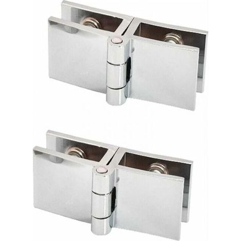 2 PCS 180 degrés clip de porte en verre charnière sans verre de perçage à charnière en verre pour épaisseur de verre 5mm - 8mm (1/5)
