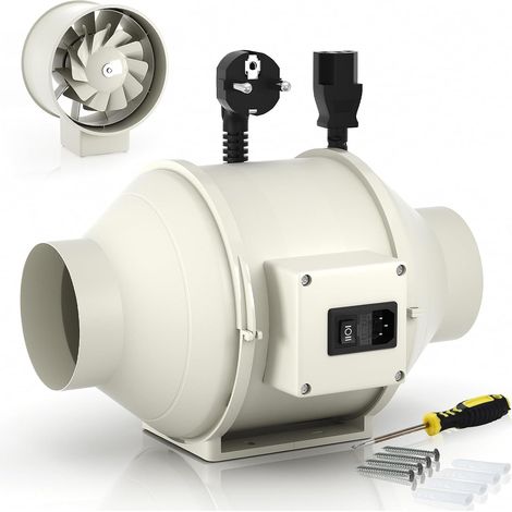 Extracteur d'air 100mm Réglable, 230V Ventilateur extracteur d'air Silencieux avec IEC EU Plug ent 1,5 m de Cordon d'alimentation EU pour VMC Salle de Bain, Cuisine et Garage (1/5)