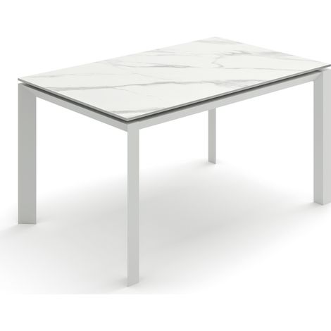 Tavolo Allungabile Account 24 90x140/220x75 cm Top in Ceramica Struttura in MDF Effetto Marmo Calacatta Bianco (1/3)