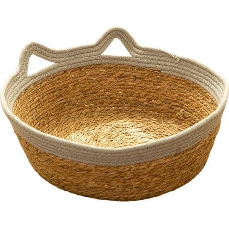 Elegantes Katzenbett aus geflochtenem Rattan für alle Jahreszeiten, handgefertigt aus natürlichem Schilfrohr, bietet Katzen ein komfortables Erlebnis