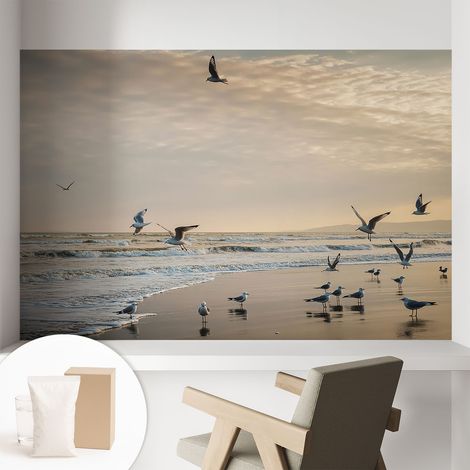 Papier peint intissé pour salon chambre à coucher peint imprimé pour mur - Colle incluse gratuite Calme côtier 104x70 cm (1/5)