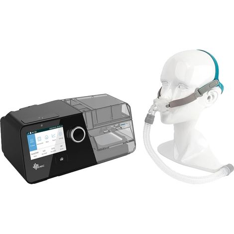 Máquina CPAP, diseño compacto, presión fija, mascarilla nasal acolchada. (1/2)