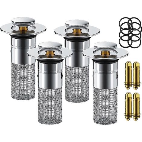 Set di 4 tappi di scarico, filtro per scarico a pavimento in acciaio inox, filtro per lavello in acciaio inox, filtro per scarico in acciaio inox - Perfetto (1/5)