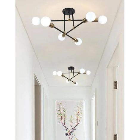 Yowei Lot de 2 Lustre Vintage, Plafonnier Industriel 6 Lumières, Suspension Luminaire en Fer Designe Edison pour Chambre Salon (1/4)