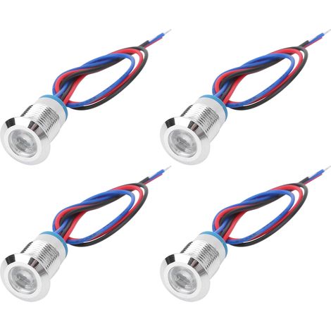 4 Kits LED Ronds Étanches Pré-câblés 12-24V, 12mm, 2 Couleurs (Rouge/Bleu) à Anode Commune (1/5)