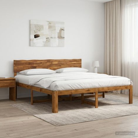 vidaXL Cama doble con cabecero ROSTOCK Natural 200 x 200 cm (1/5)