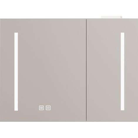 Armoire miroir LED murale 80 cm avec rangement pour salle de bain, salon et chambre (1/5)