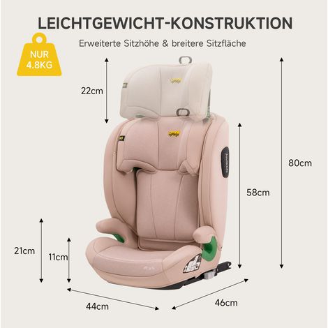 Elevador infantil i-Size R129 con respaldo, ISOFIX y reposacabezas 10 posiciones, rosa DESVIAE (1/2)
