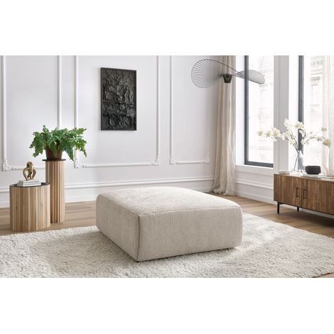 BOBOCHIC - Pouf grand JEANNE tissu texturé   Beige (1/5)