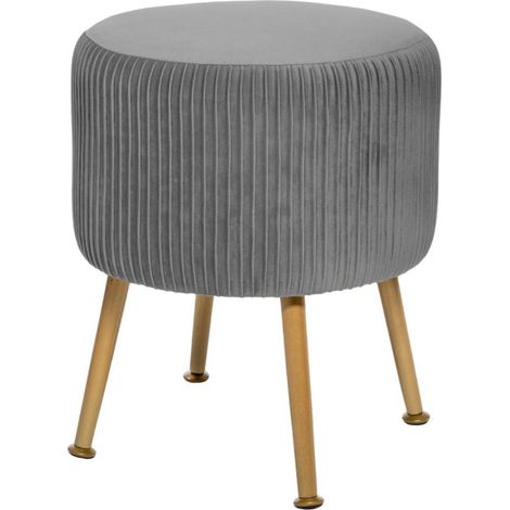 Tabouret Design en Velours "Solaro" 41cm Gris (1/2)