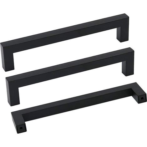 Lot de 10 Poignées de Meuble en Acier Inoxydable de 160 mm Poignées de Tiroir Style Moderne pour Commode Armoire Porte Noir (1/5)