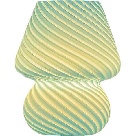 Lampe champignon, lampe de chevet champignon en verre, petite lampe de chevet rayée, lampe tourbillon