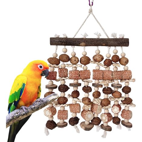 Naturels d'oiseaux Jeux Interactifs Naturels en Bois D'Enrichissement Pour Oiseaux Pour Conure Et Poulet, Intérieur Et Extérieur, Hamac, Fenêtre, Jardin (1/5)
