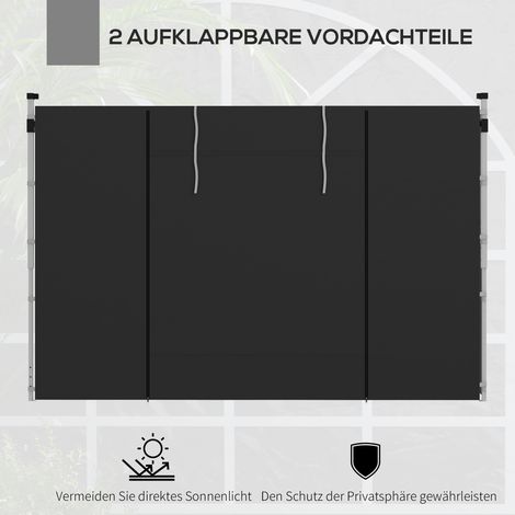 Panneaux latéraux pour tonnelle 3x3 / 3x6 m, bâche avec fenêtre et porte, rideaux de remplacement pour tente de réception, toile Oxford imperméable, noir