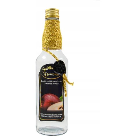 Botella decorada con el logo de Monopoly de 500 ml. Vodka de manzana casero. (1/2)