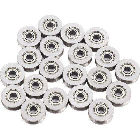 20 pieces V623ZZ V groove ball bearing pulley for railway linear motion system 3x12x4mm (1/4)