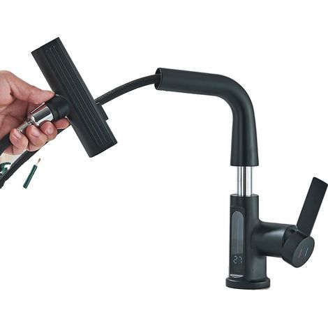 Rubinetto da cucina estraibile, con display digitale intelligente, colore nero. (1/2)