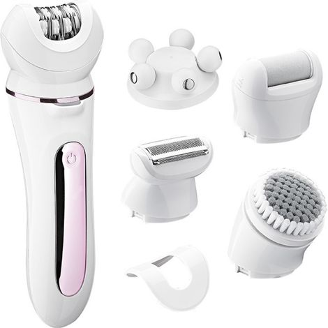 Épilateur multifonction 5 en 1 rechargeable par USB avec lumière LED bleue, autonomie de 90 min, batterie 500 mAh, tondeuse sans fil pour le corps et le visage, rose-AquaForge (1/5)