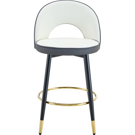 Sgabello da bar girevole a 360° in PU grigio scuro e bianco, gambe in metallo, set da 2 (1/5)
