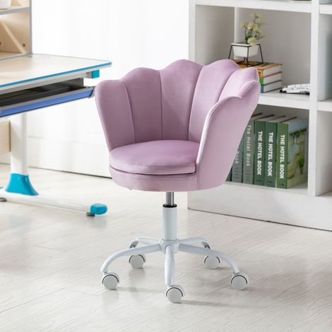 Wahson Kinder Schreibtischstuhl Höhenverstellbar, Samt Drehstuhl Blütenblatt Schminktisch Stuhl, Bequemer Bürostuhl ergonomisch für Kinder Mädchen, Lila