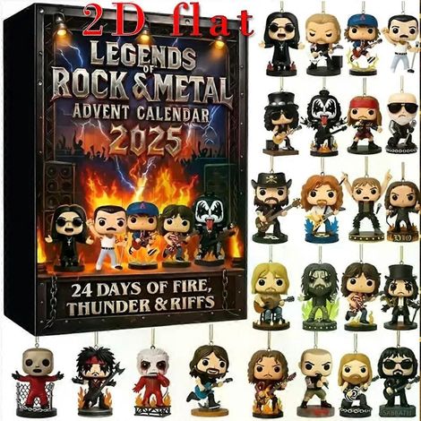 Calendrier de l'Avent Rock Christmas 2D plat en acrylique, collection de personnages musicaux emblématiques, idéal pour les fans de rock et pour Halloween (1/5)