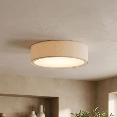 Deckenlampe rund 27 cm Holz hell Glas E27 blendarm Wohnzimmer Flur