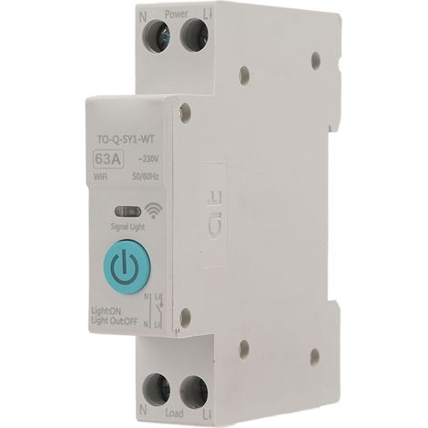 Interrupteur intelligent WiFi, disjoncteur sans fil, commande à distance par téléphone, rail DIN 35, minuterie cycle compte à rebours, blanc, 230V 63A (1/5)