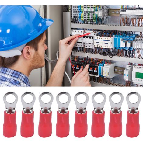 150 unités de cosses annulaires en cuivre pré-isolées RV3.5-5, connecteurs de fils AWG 14-12, sont disponibles à la vente. (1/5)