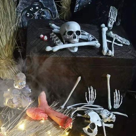 [Esqueleto de Halloween] + Decoraciones de Halloween + Huesos traviesos + 28 piezas de plástico para decoraciones espeluznantes, fiesta de casa embrujada (1/5)