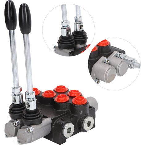 SJLERST Vanne de Commande Hydraulique P40-2OT, 2 Bobines de Rappel à Ressort, Vanne Hydraulique à Double Effet, Ligne D'huile Parallèle pour Tracteur (1/5)