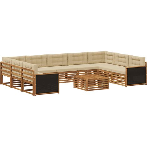 Set di divani da esterno 10 pz Naturale e Beige vidaXL (1/5)