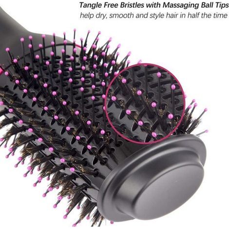 Brosse Soufflante - Chauffante Ionique - Pour Cheveux Bouclés ou Lisses - 3-en-1 Air Chaud Lissage Séchage - Céramique - Câble Pivotant 360° - 1 Pièce