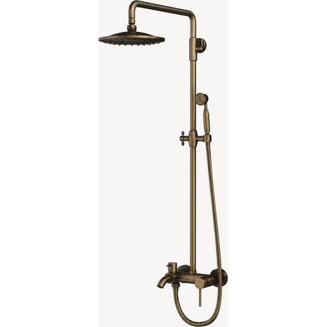 Columna de baño de latón envejecido con ducha de mano y caño (1/5)