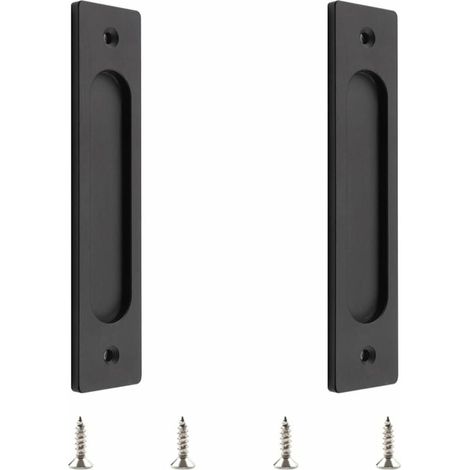 Maniglia per porta scorrevole rettangolare, maniglia per porta scorrevole in alluminio da incasso con viti di montaggio, adatta per porte scorrevoli (nero opaco, 2 pezzi) (1/4)
