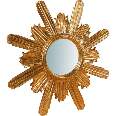 Specchio Specchiera da Parete e Appendere in legno finitura foglia oro anticato L60xPR4xH60 cm Made in Italy (1/3)