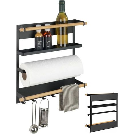 Etagère à épice,Etagère magnétique réfrigérateur,dérouleur sopalin magnétique et crochets suspension ustensiles de cuisine,dérouleur sopalin magnétique crochets suspension ustensiles de cuisine, métal