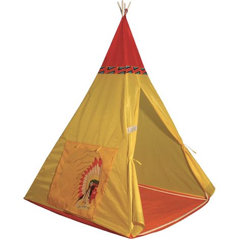 Tenda Indiana per Bambini 100x100x135 cm Struttura in Plastica Tubolare Gialla (1/4)