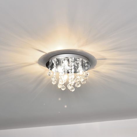 Plafoniera Rotonda Trio con 3 Fonti Luce e Cristalli Artificiali - Cromo/Argento lux.pro (1/4)