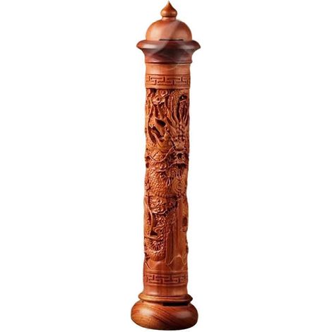 Poêle à bois vertical en séquoia massif, socle en bois de 29 cm, pour salon et décoration intérieure (1/5)