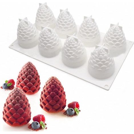 Moules professionnels en silicone, en forme de pommes de pin et de noix, pour la décoration de gâteaux et de mousses françaises. Silicone souple, garantie à vie. (1/5)