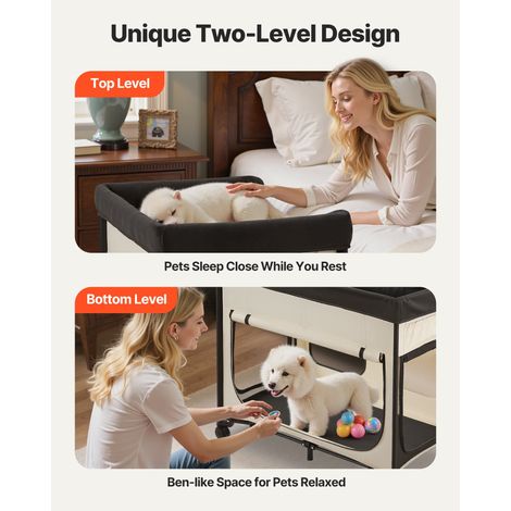 Lit Surélevé pour Chiens Chats, Lit de Camp pour Animaux de Compagnie Pliable, Panier Chiens en Tissu Oxford 600D et Velours Hollan… (1/5)
