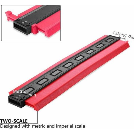 Gauge de contour multifonctionnel pour bois - Longueur 500 mm, rouge (1/3)