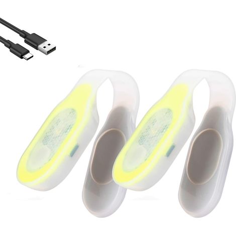 Lot de 2 lampes LED à clip - Veilleuse à clip sur lampe de poche - Rechargeable par USB - Magnétique - 3 modes - Pour la nuit, les infirmières, les enfants, la course, le jogging, le camping
