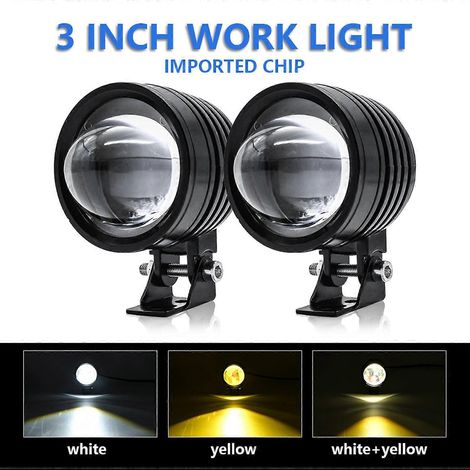 Stück Motorrad-Scheinwerfer, LED-Fahrlicht, Nebelscheinwerfer, weiß und gelb, 30 W, 3