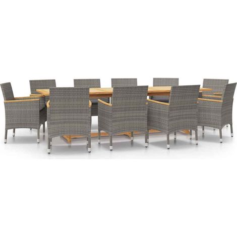 Maison Exclusive - Set da Pranzo per Giardino 11 pz con Cuscini Grigio (1/5)