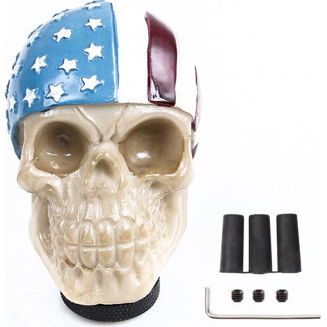 Car modification skull-shaped gear shift knob, creative and personalized gear shift knob head - American flag hat (three nuts) (1/3)